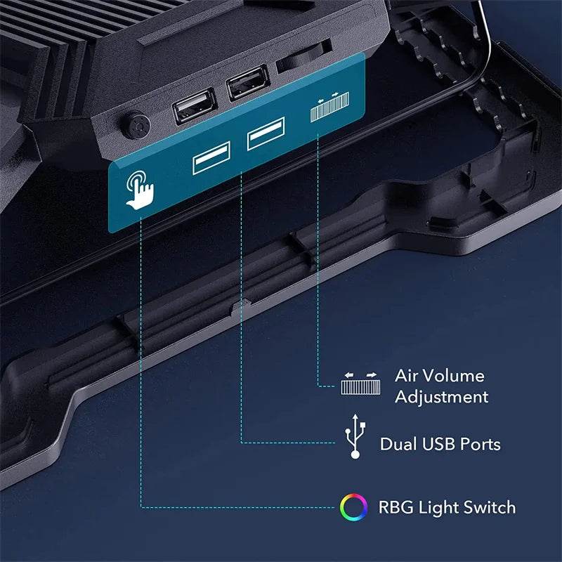 Răcitor Laptop Gaming 17 Inch cu 6 Ventilatoare RGB - Venduqo