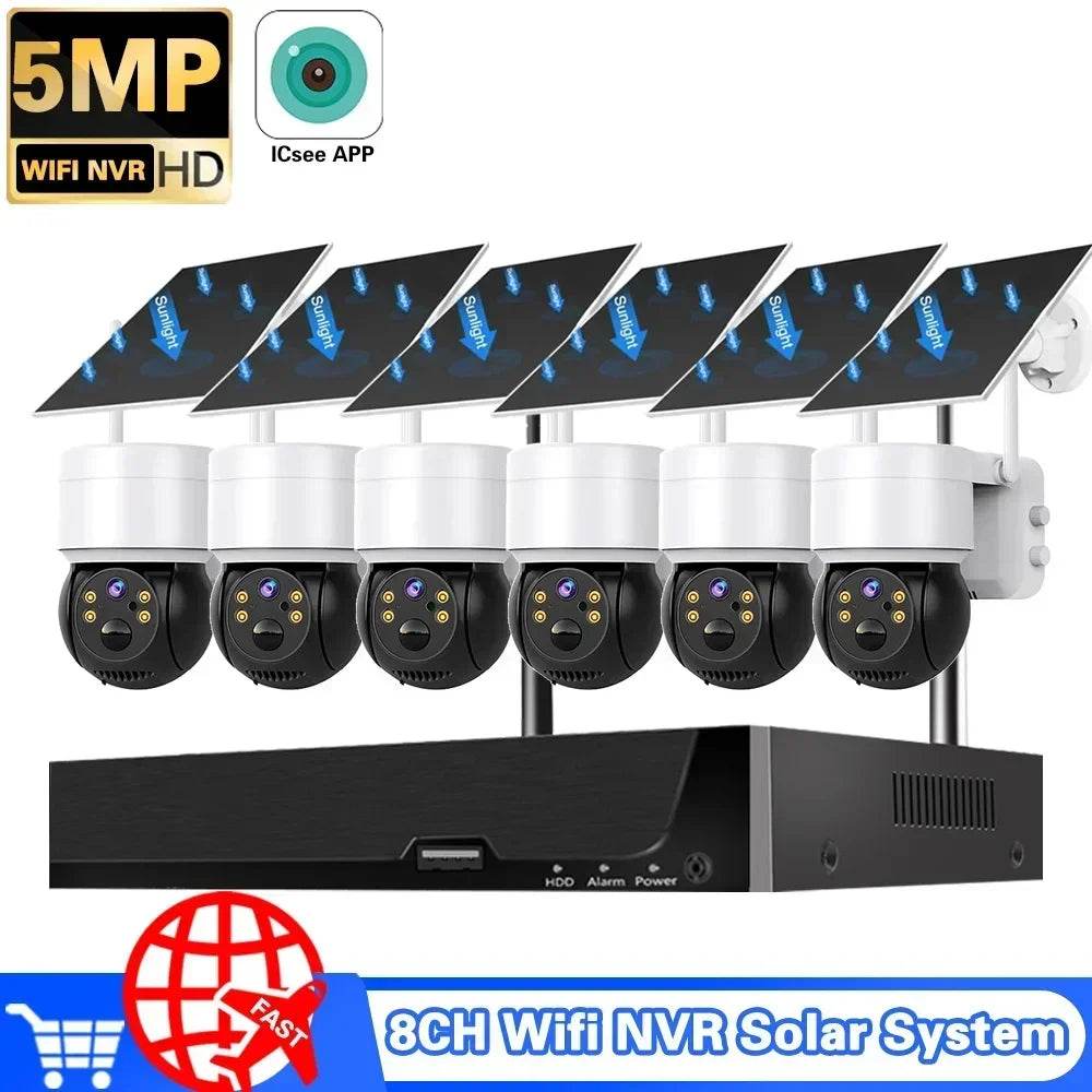 Sistem de Supraveghere WiFi NVR Solar 8CH 5MP cu Camere PTZ - Venduqo