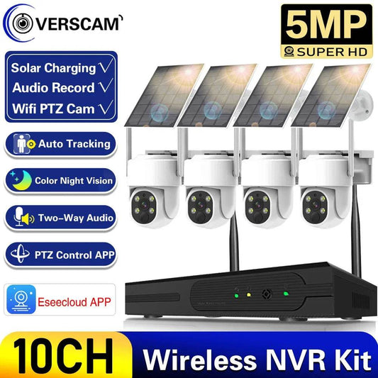 Sistem de Securitate Extern cu Cameră WiFi Solară PTZ 5MP - Venduqo
