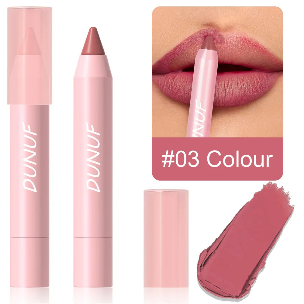 DUNUF Creion de buze Waterproof Sexy Red Nude Purple Matte