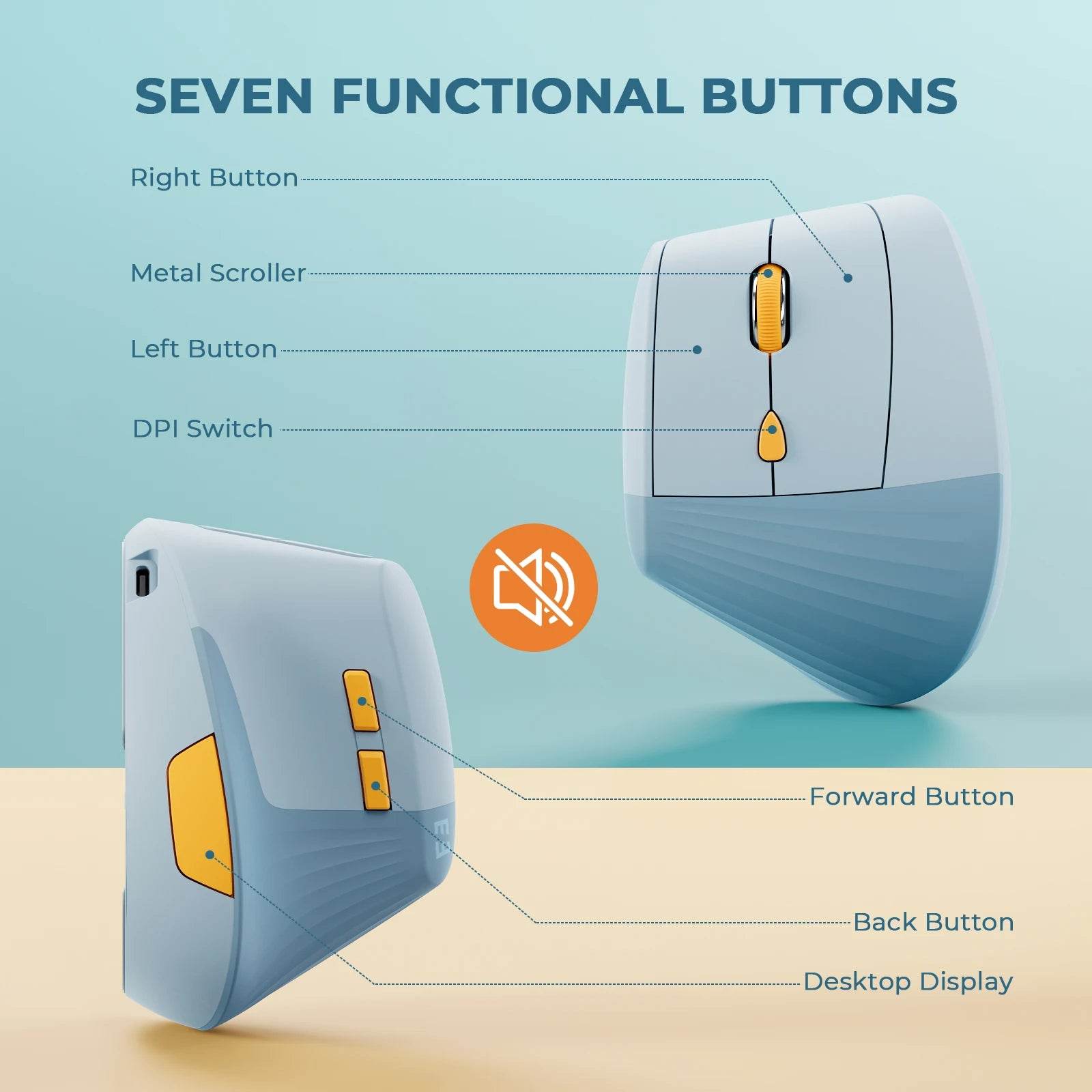 Mouse Vertical Wireless Seenda Tip C Ergonomic - Venduqo