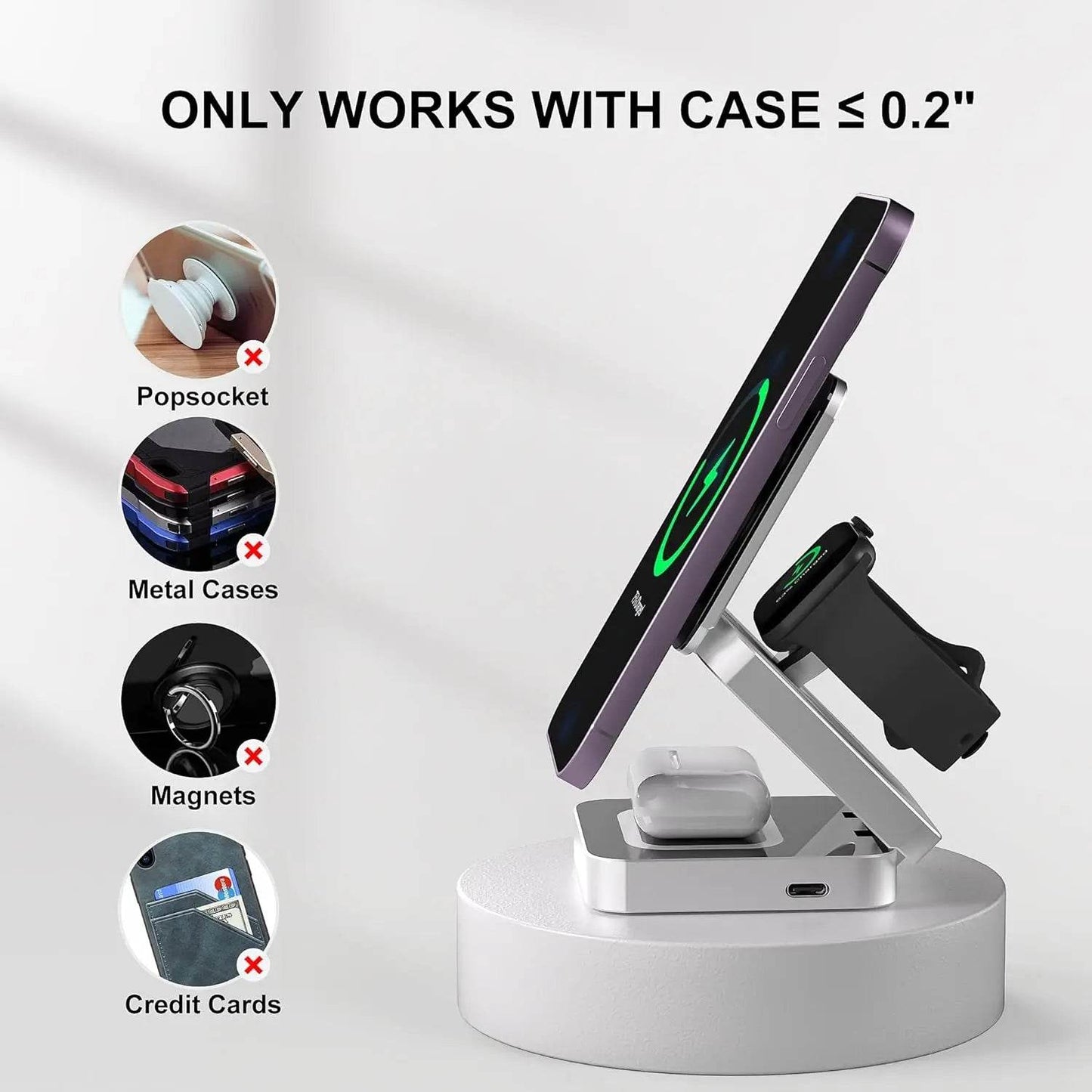 Încărcător Wireless Magnetic 3 în 1 30W pentru iPhone 15/14/13/12 Pro Max - Venduqo