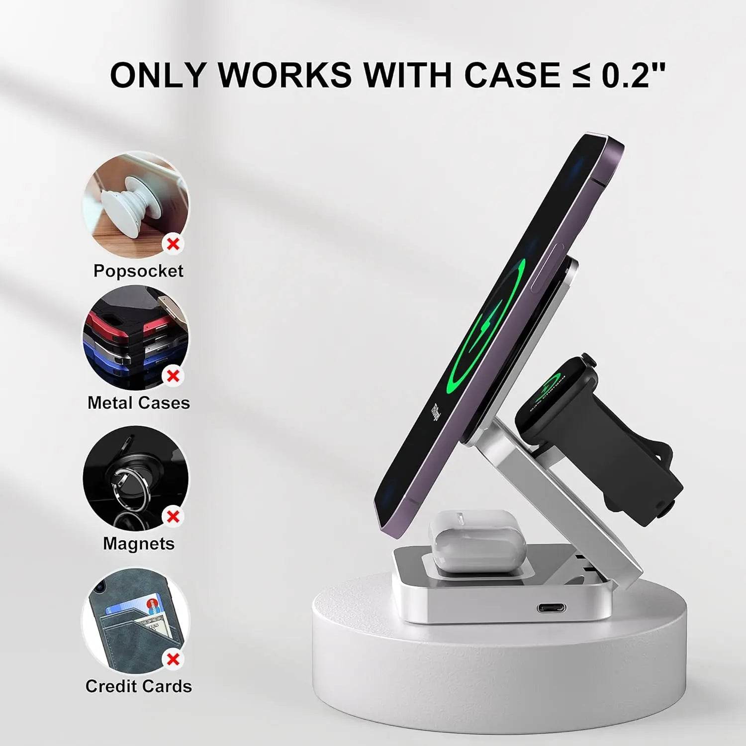 Încărcător Wireless Magnetic 3 în 1 30W pentru iPhone 15/14/13/12 Pro Max - Venduqo