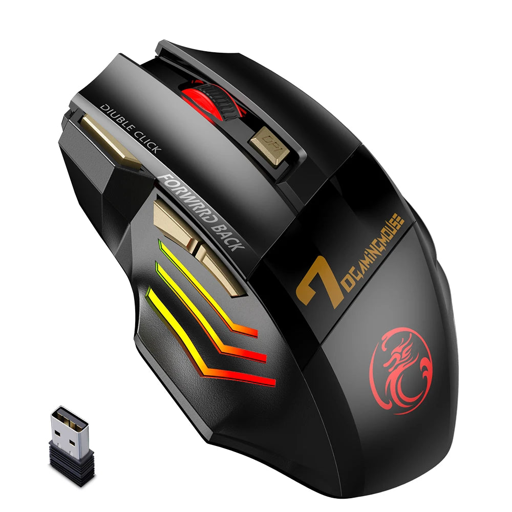 Mouse Wireless Reîncărcabil Gaming Ergonomic cu RGB