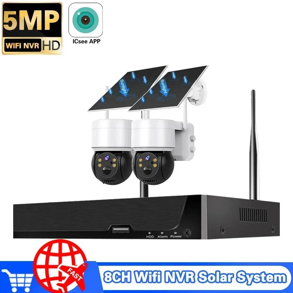Sistem de Supraveghere WiFi NVR Solar 8CH 5MP cu Camere PTZ - Venduqo