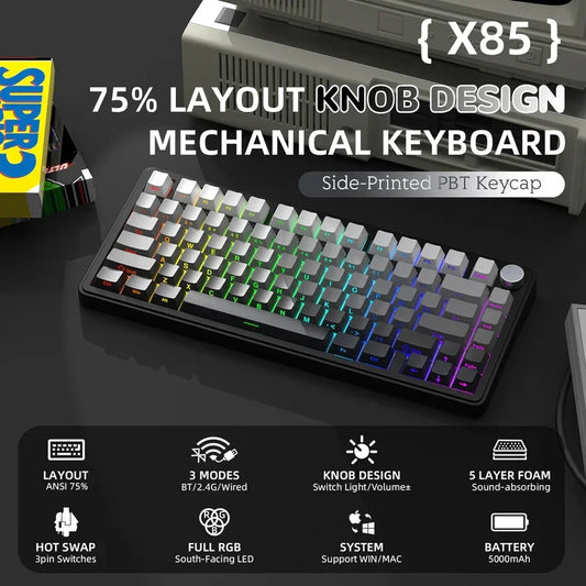 Attack Shark X85 Tastatură Mecanică Wireless RGB cu Ecran TFT