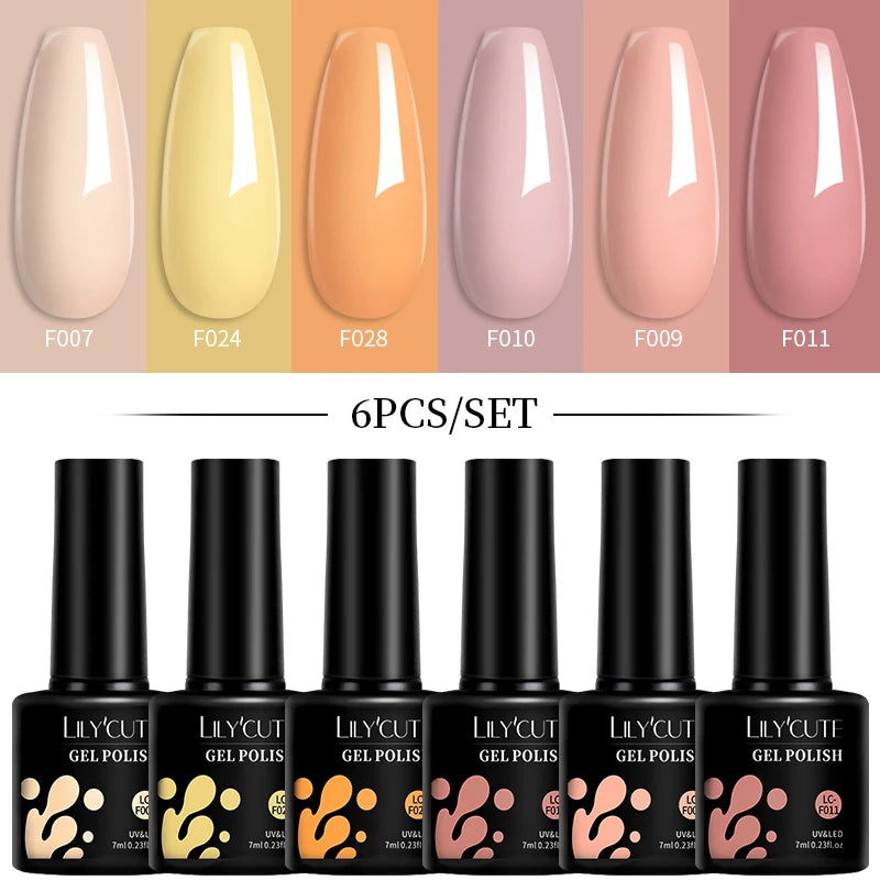 Set 6 Piese Oja Gel Termica LILYCUTE 7ML Serie Roșie