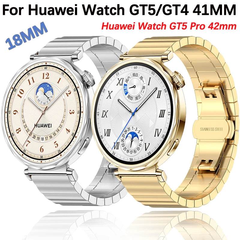 Brățară Metalică din Oțel Inoxidabil de 18mm pentru Huawei Watch GT5 Pro/GT4 - Venduqo