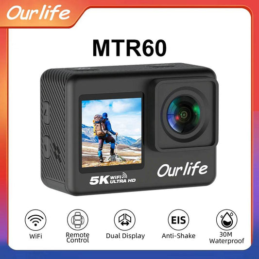 Camera de Acțiune Ourlife MTR60 5K cu Ecran Tactil și WiFi - Venduqo