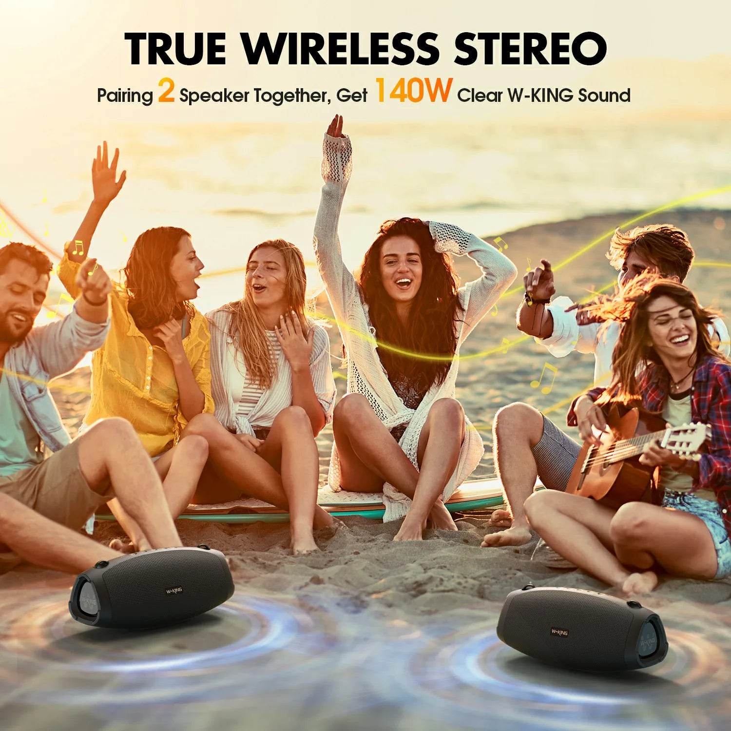 Boxă portabilă Bluetooth W-KING 120W PEAK, impermeabilă IPX6 - Venduqo