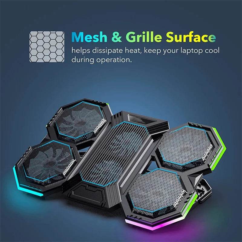 Răcitor Laptop Gaming 17 Inch cu 6 Ventilatoare RGB - Venduqo