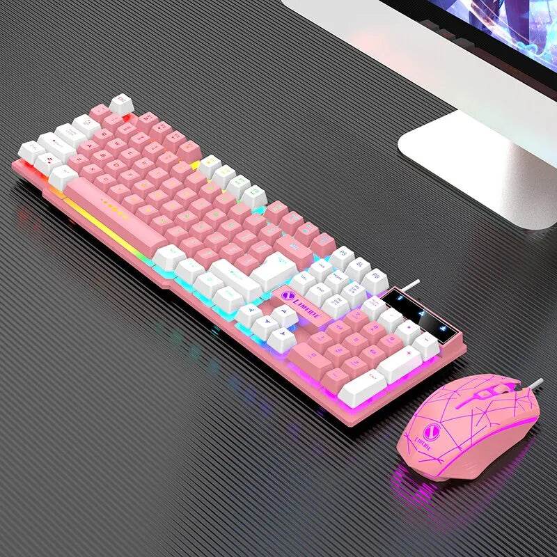 Set Tastatură și Mouse Wired Luminiscente Mecanic pentru PC - Venduqo
