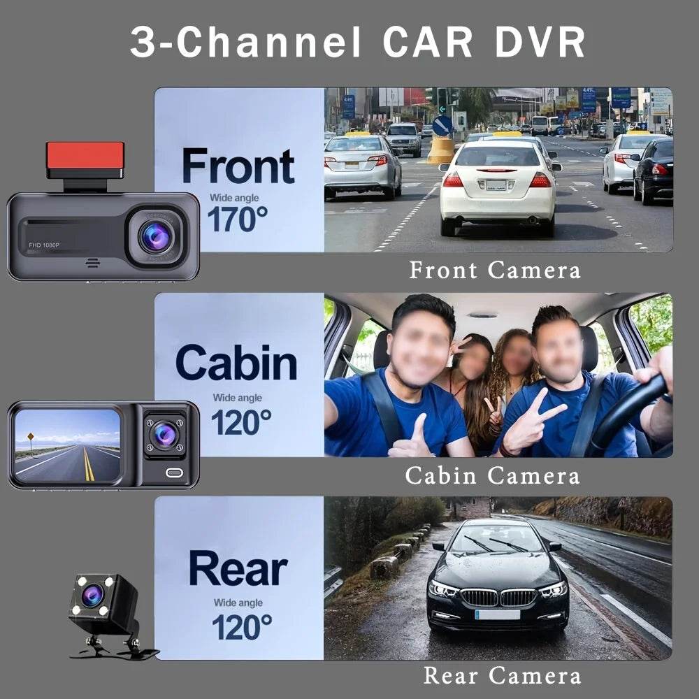 Camera video auto 3 canale 1080P cu înregistrare - Venduqo