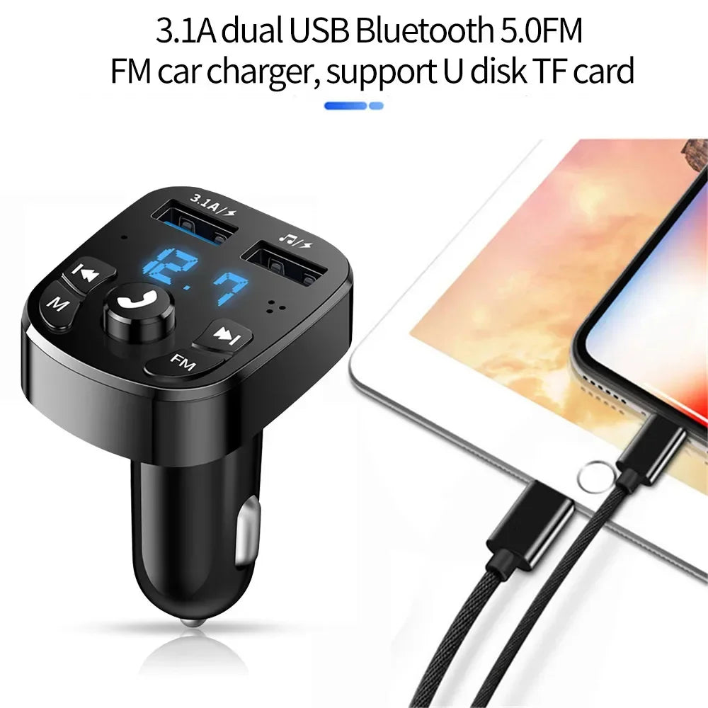 Transmițător FM Bluetooth cu Încărcător Dual USB 3.1A