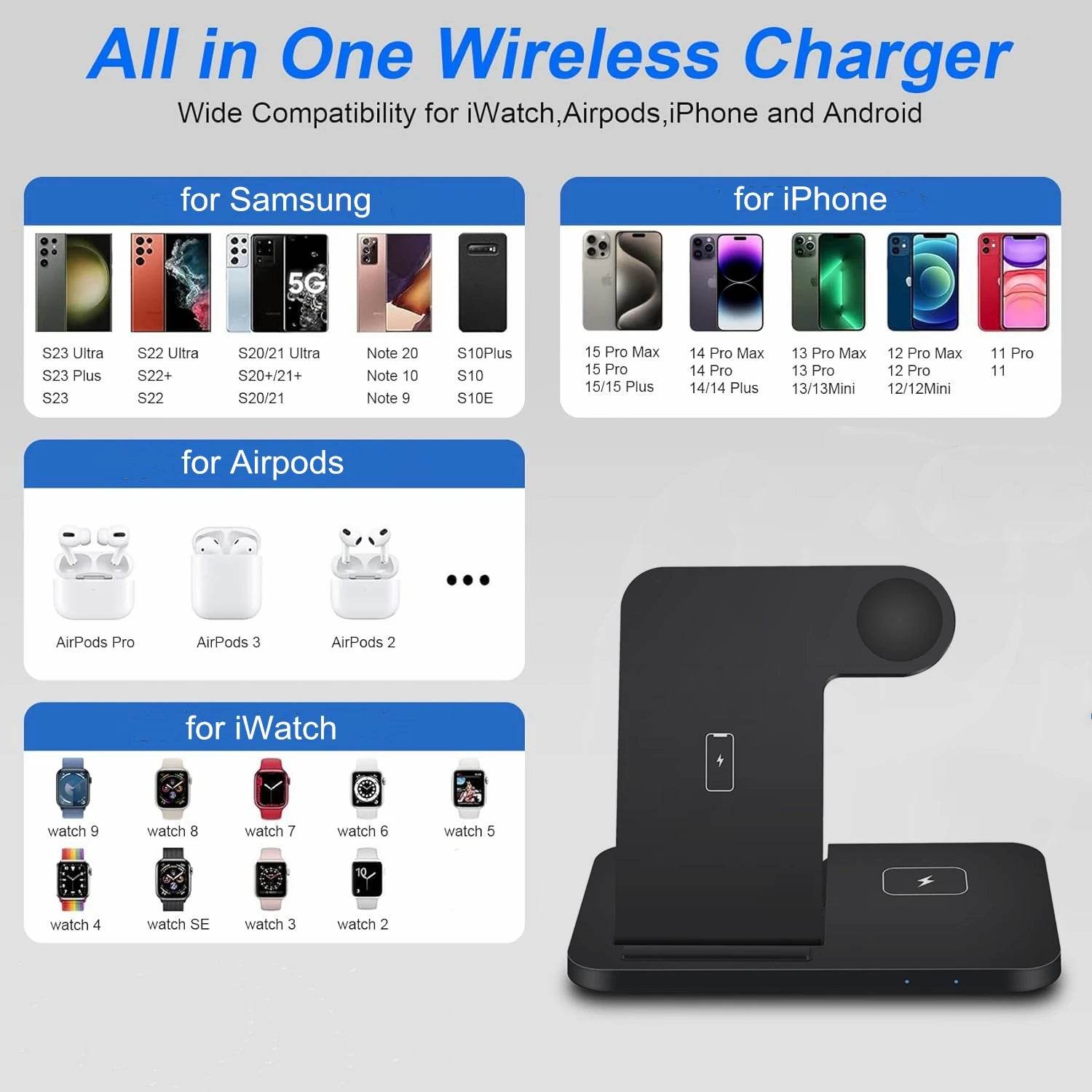 Încărcător Wireless Rapid DCAE 15W 3 în 1 pentru Apple - Venduqo