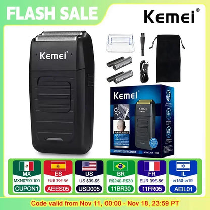 Kemei KM-1102 Ras Electric Reîncărcabil pentru Bărbați