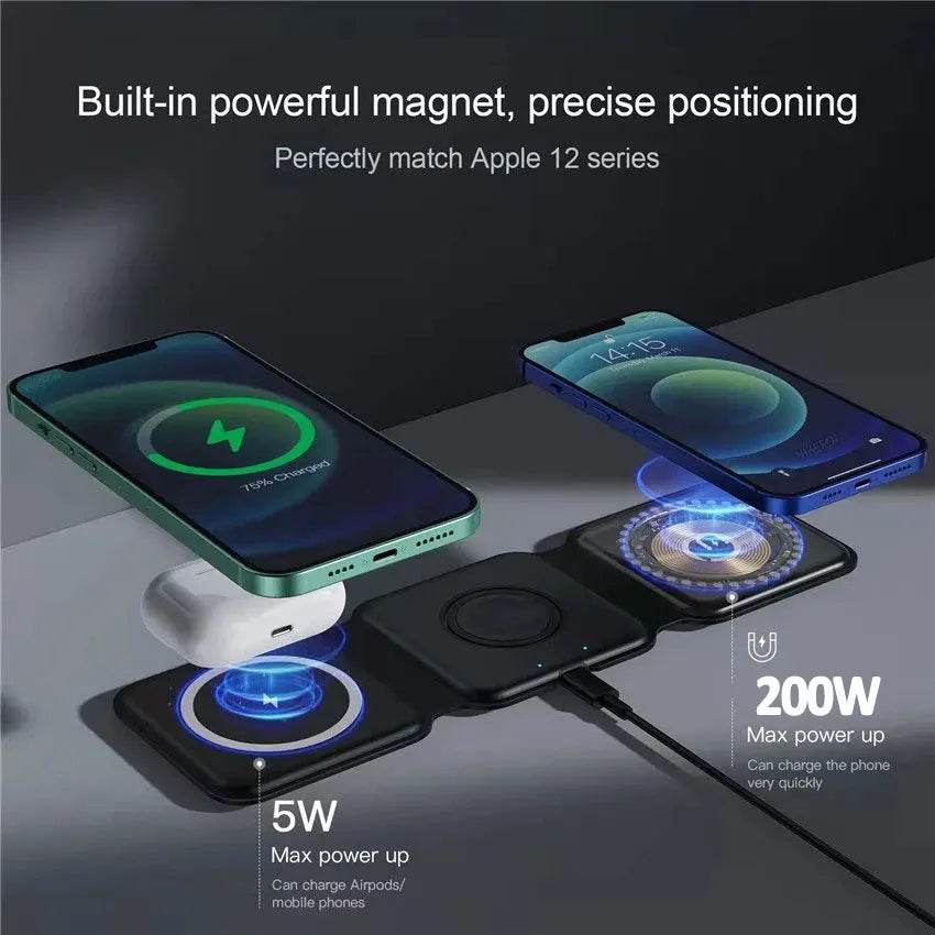 VIKEFON 3 în 1 Încărcător Magnetic Portabil pentru iPhone 15 - Venduqo