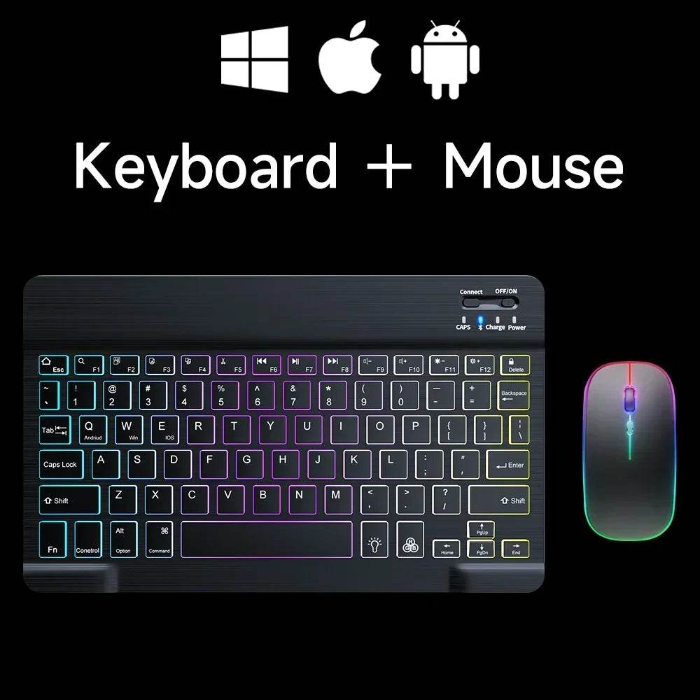 Mini Tastatură Bluetooth RGB de 10 inch cu Mouse Wireless - Venduqo