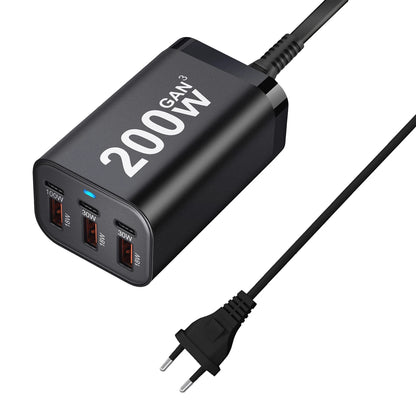 Încărcător rapid USB C 200W cu 6 porturi GaN