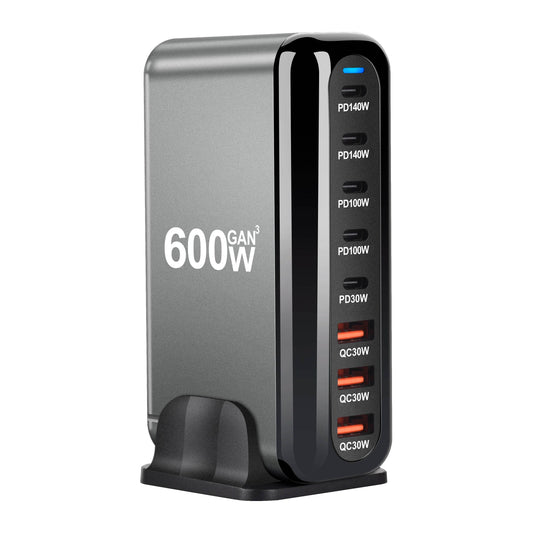 600W GaN 3.0 USB Type-C Fast Charger with 8 Ports