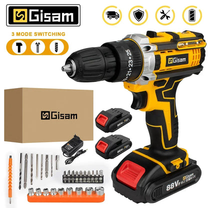 Gisam 25+3 Șurubelniță Electrică cu Impact și Baterii