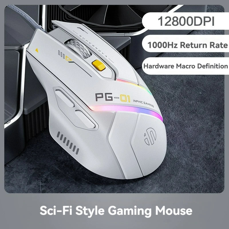 Mouse Gaming Wired Inphic PG1 cu RGB și Macro