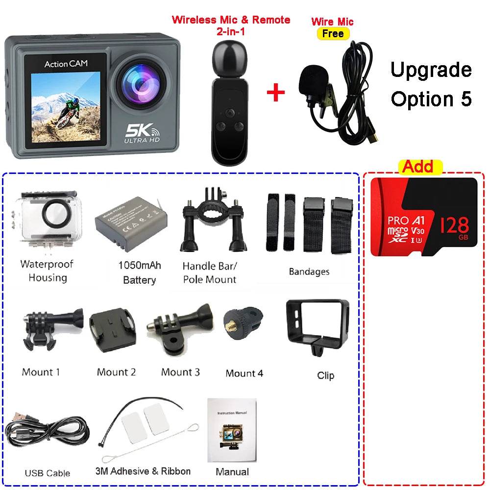 Cameră de Acțiune 5K 4K60FPS cu Ecran IPS Touch LCD și Microfon - Venduqo