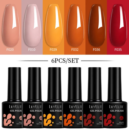 Set 6 Piese Oja Gel Termica LILYCUTE 7ML Serie Roșie