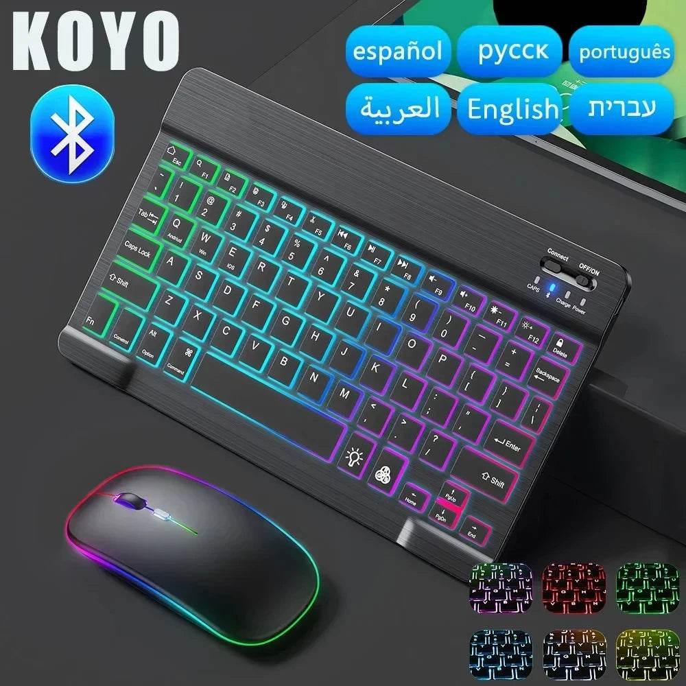 Mini Tastatur RGB Retroiluminată Bluetooth 10inch cu Mouse Wireless - Venduqo