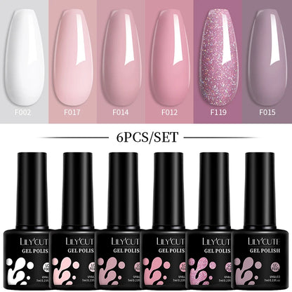 Set 6 Piese Oja Gel Termica LILYCUTE 7ML Serie Roșie