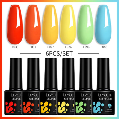 Set 6 Piese Oja Gel Termica LILYCUTE 7ML Serie Roșie