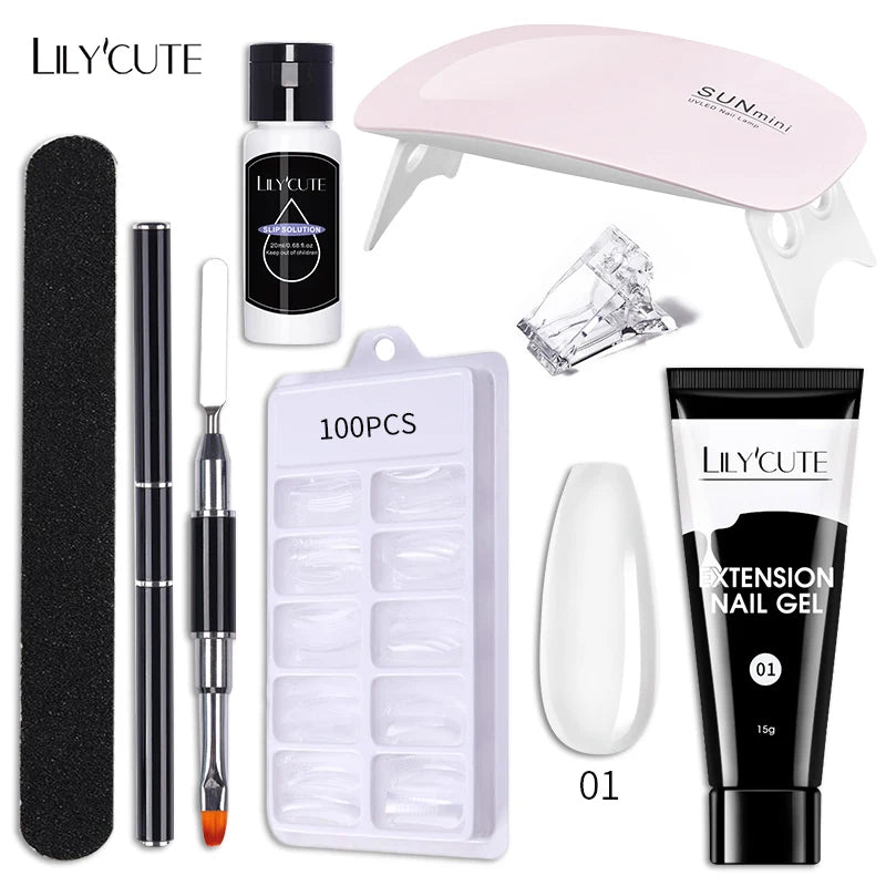 LILYCUTE Set Manicure 15ML cu Gel pentru Extensii Unghii și Lampă UV