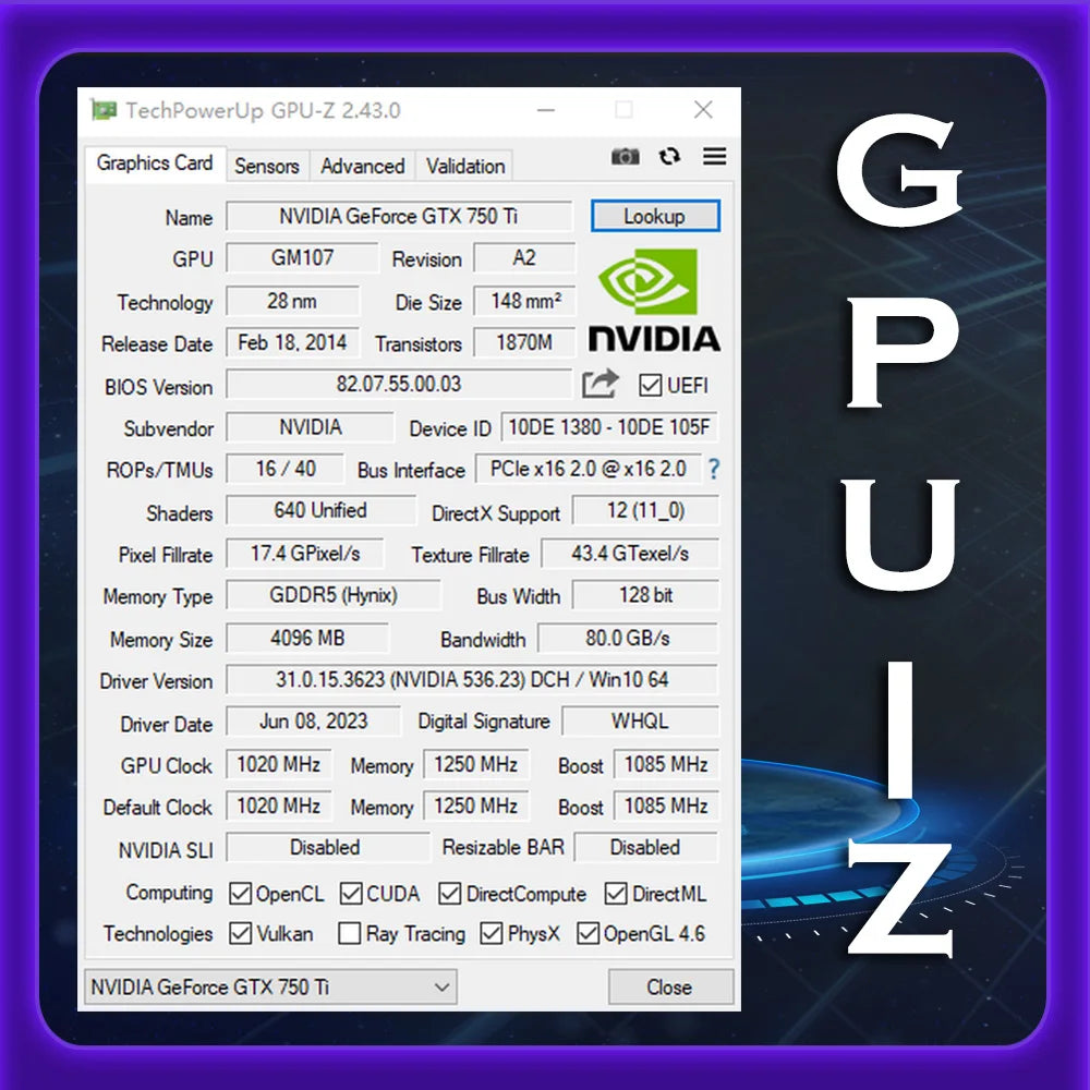 Kinology GTX 750 Ti 4GB GDDR5 Video Card