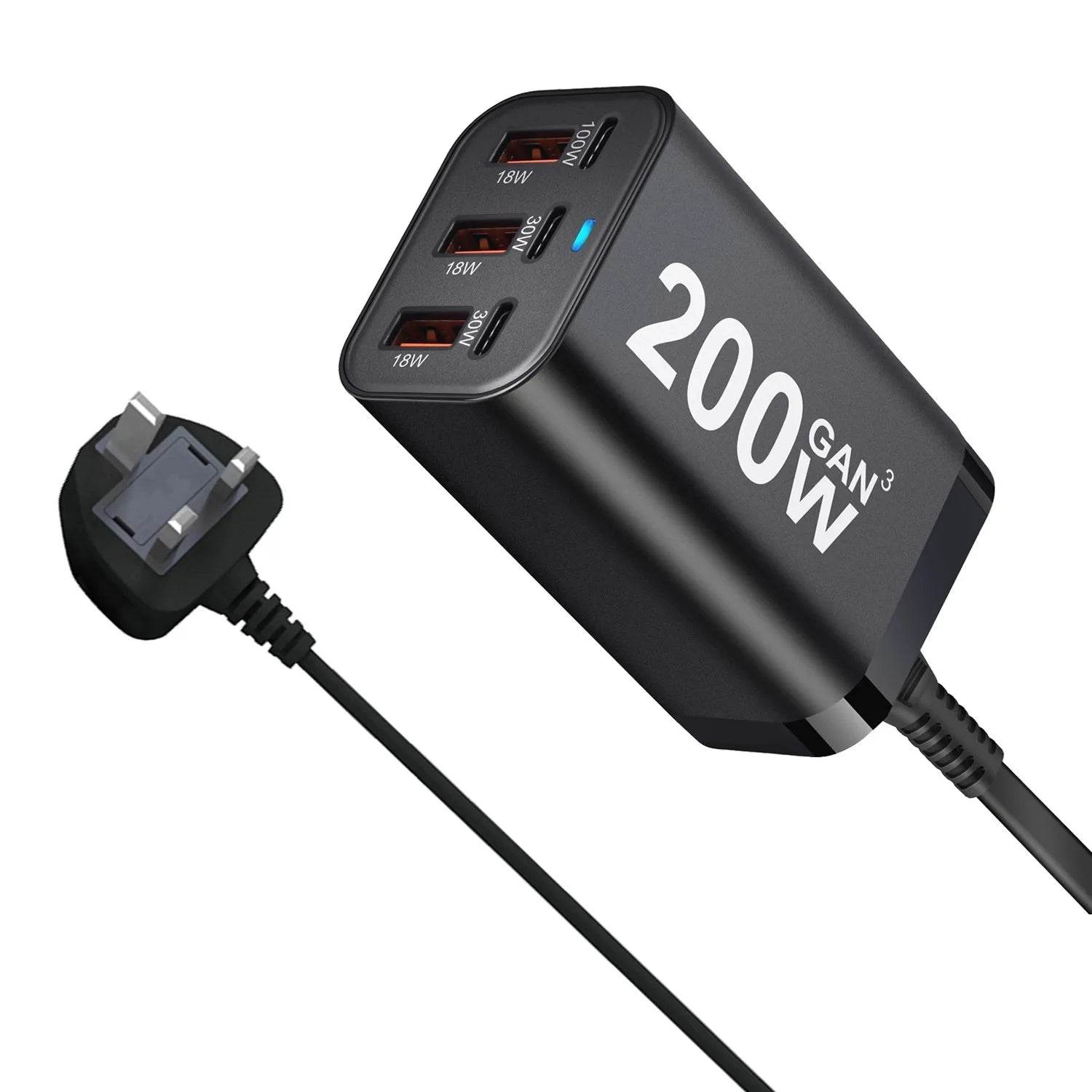 Încărcător Rapid GaN USB C 200W cu 6 Porturi - Venduqo