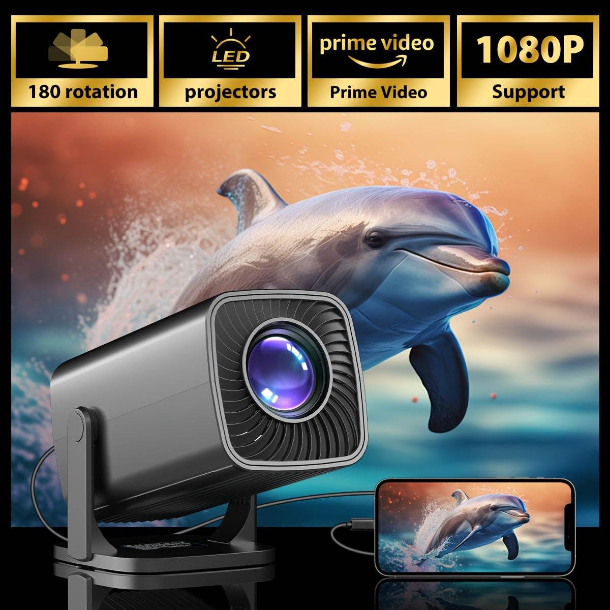 Proiector Mini Compact Rotativ 180° - LCD, Control Remote, 220-240V - Venduqo