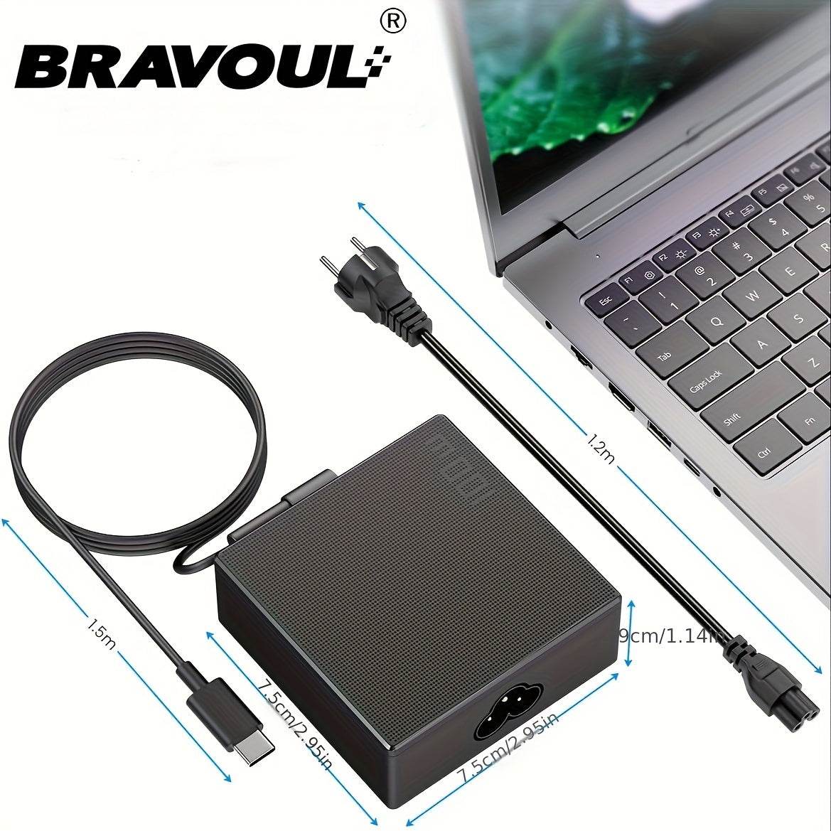 BRAVOUL 100W Încărcător USB C pentru Laptopuri - Venduqo