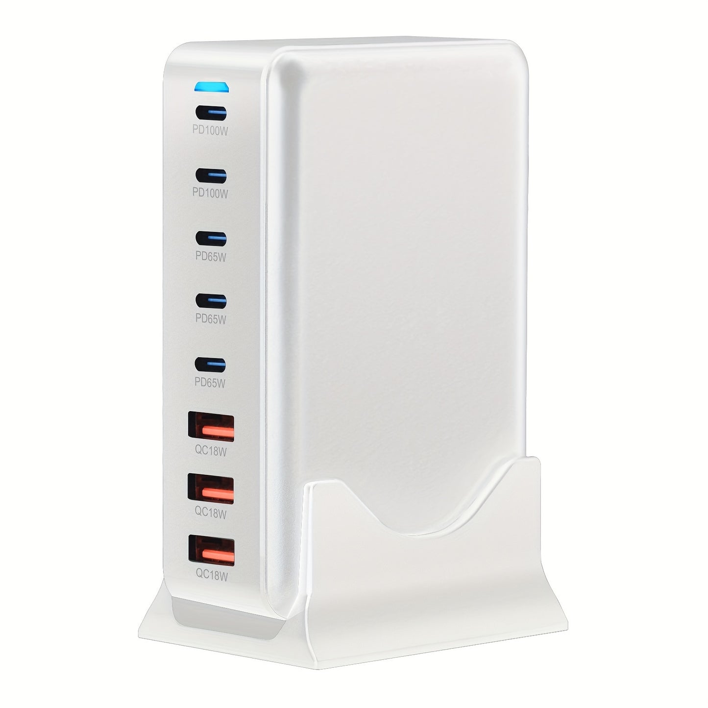 Hub de Încărcare Alb 440W, 8-Port USB C, Adaptor Laptop