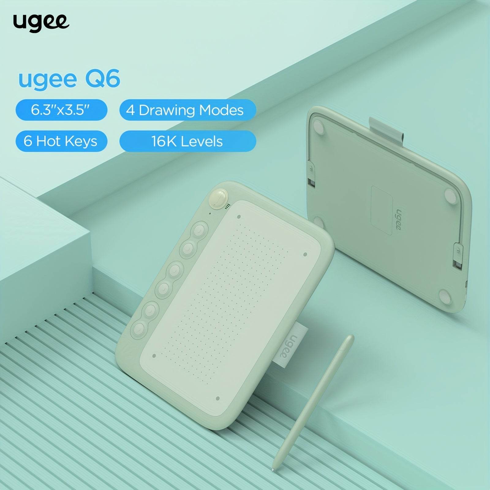 Tableta de Desen Digital UGEEQ6 - Stilou Fără Baterie, Compatibil cu Android, iOS, Linux, Mac, Windows - Venduqo