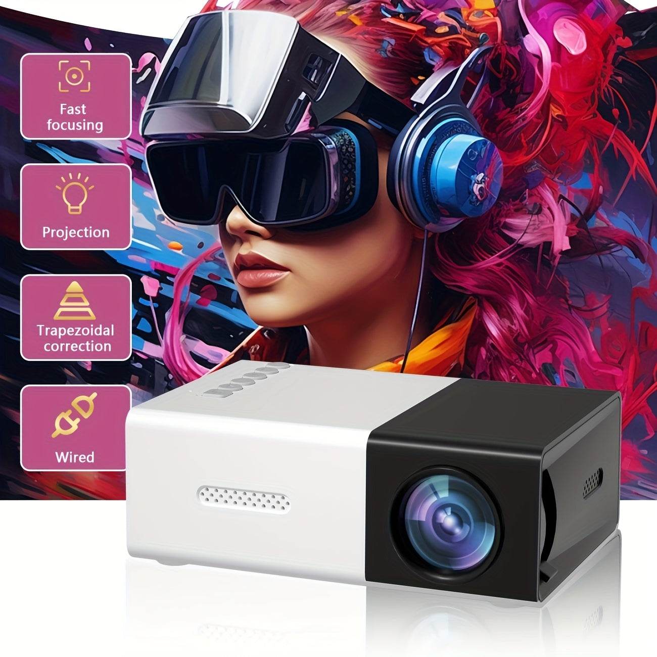 Mini Proiector Acasă - Proiector LED Portabil cu Conectivitate USB - Venduqo