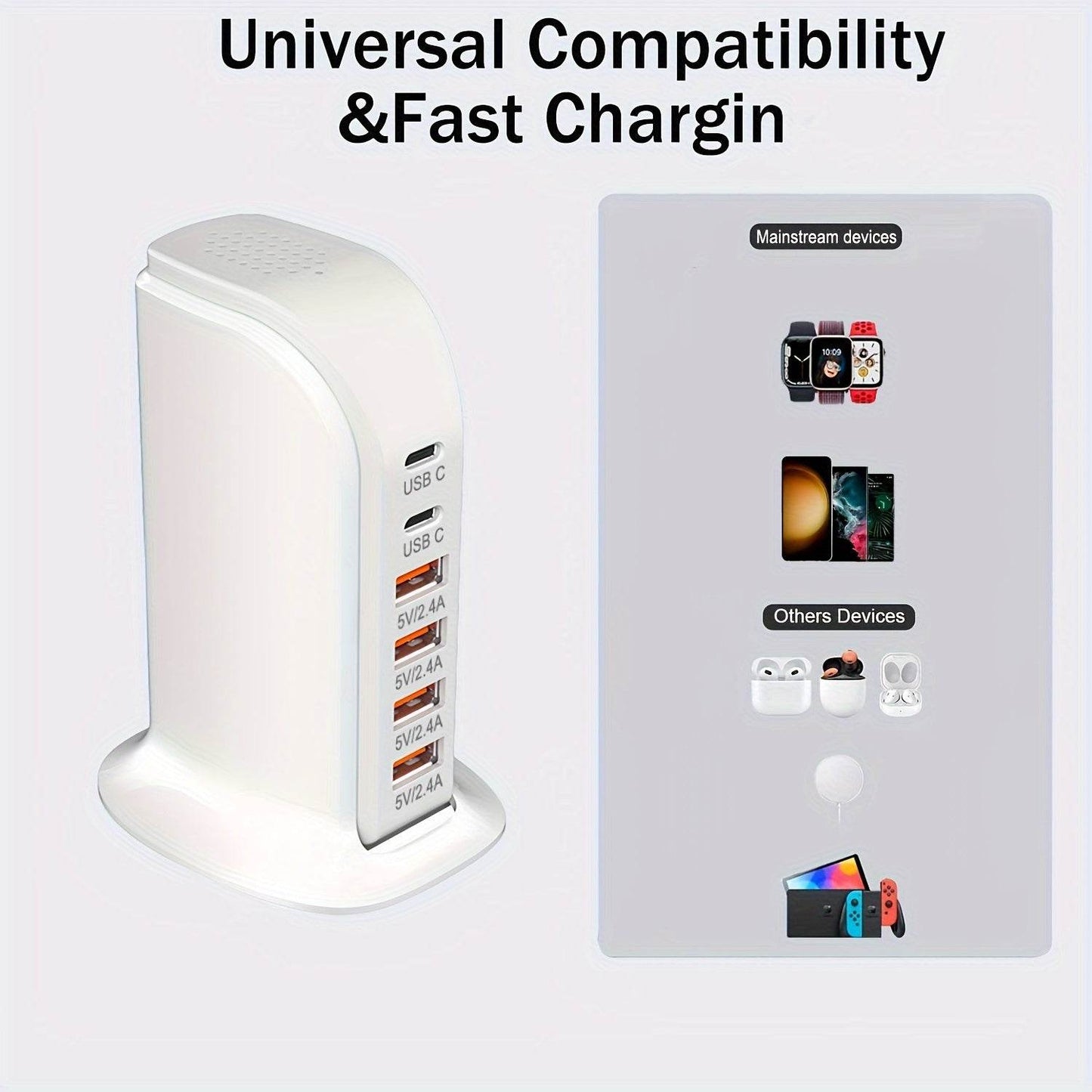 Statie de incarcare 40W cu montare pe perete si 6 porturi USB - Venduqo