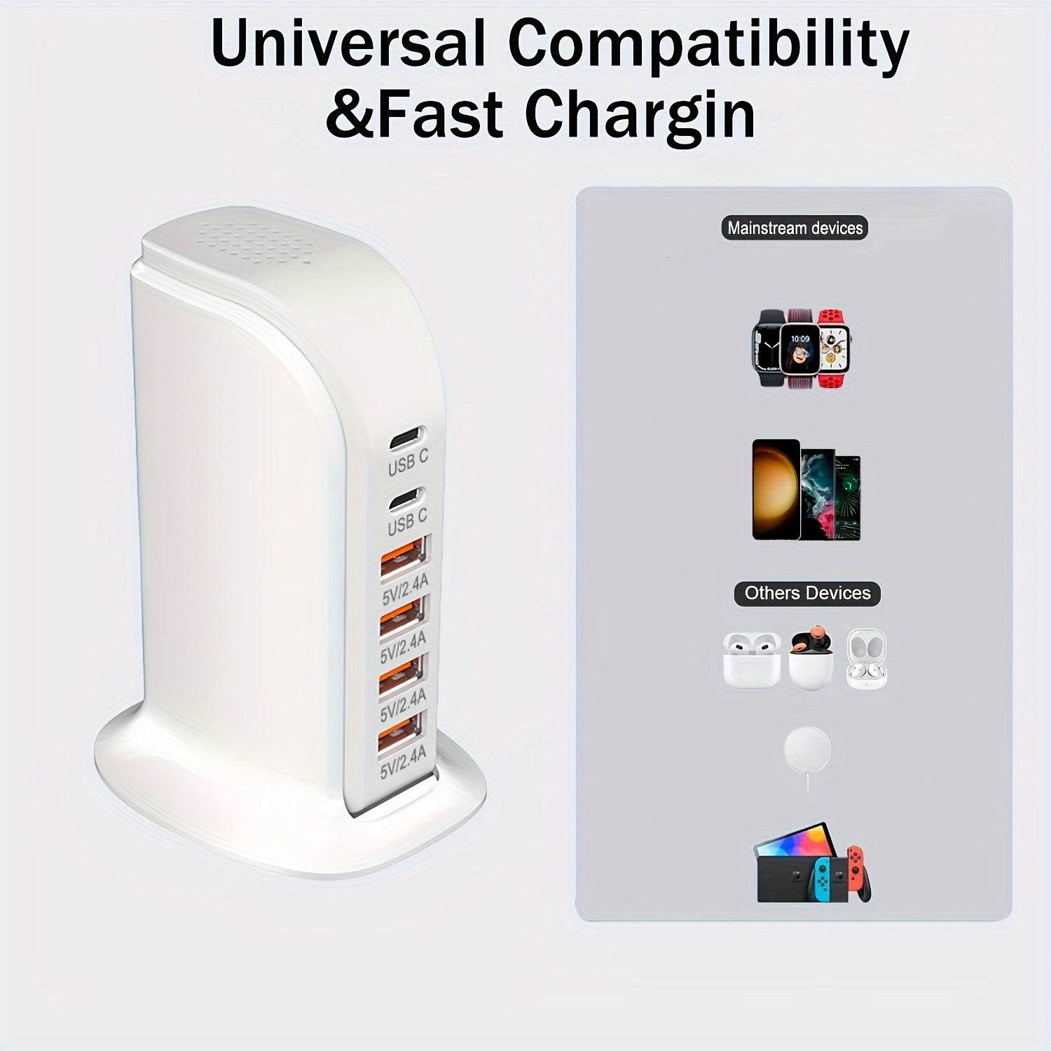 Statie de incarcare 40W cu montare pe perete si 6 porturi USB - Venduqo
