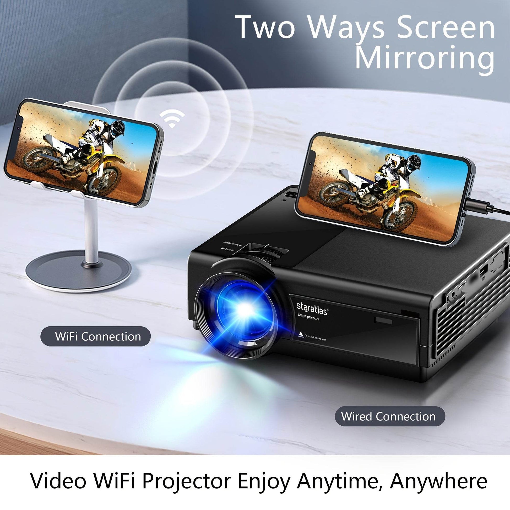 Proiector Portabil STARATLAS 1080P HD cu WiFi pentru Filme - Venduqo
