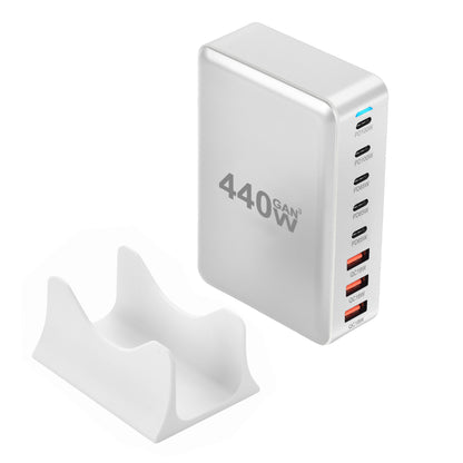 Hub de Încărcare Alb 440W, 8-Port USB C, Adaptor Laptop