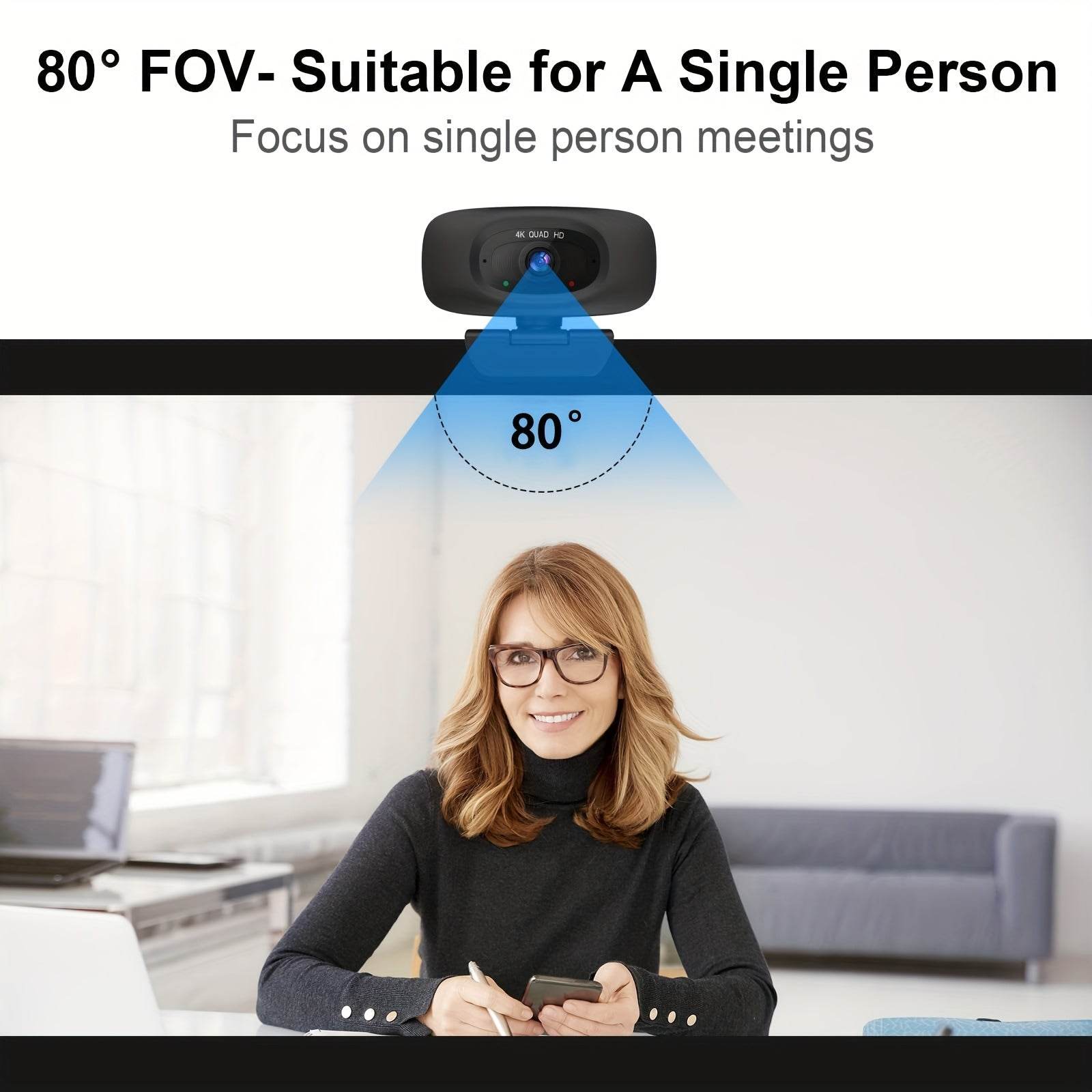 Webcam EXHQDR 4K cu Acoperire de Intimitate & Autofocus - Venduqo