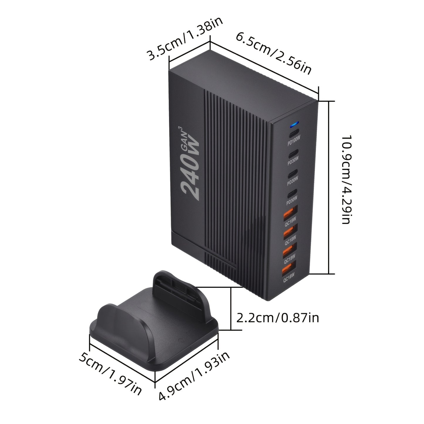 Încărcător Rapid 240W GaN cu 8 Porturi USB