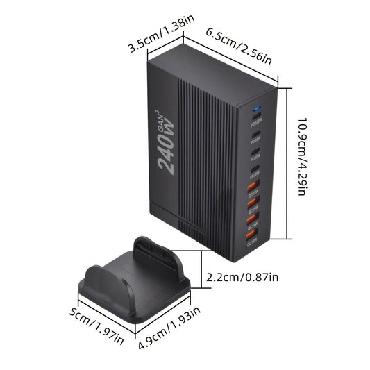 Încărcător Rapid 240W GaN cu 8 Porturi USB - Venduqo