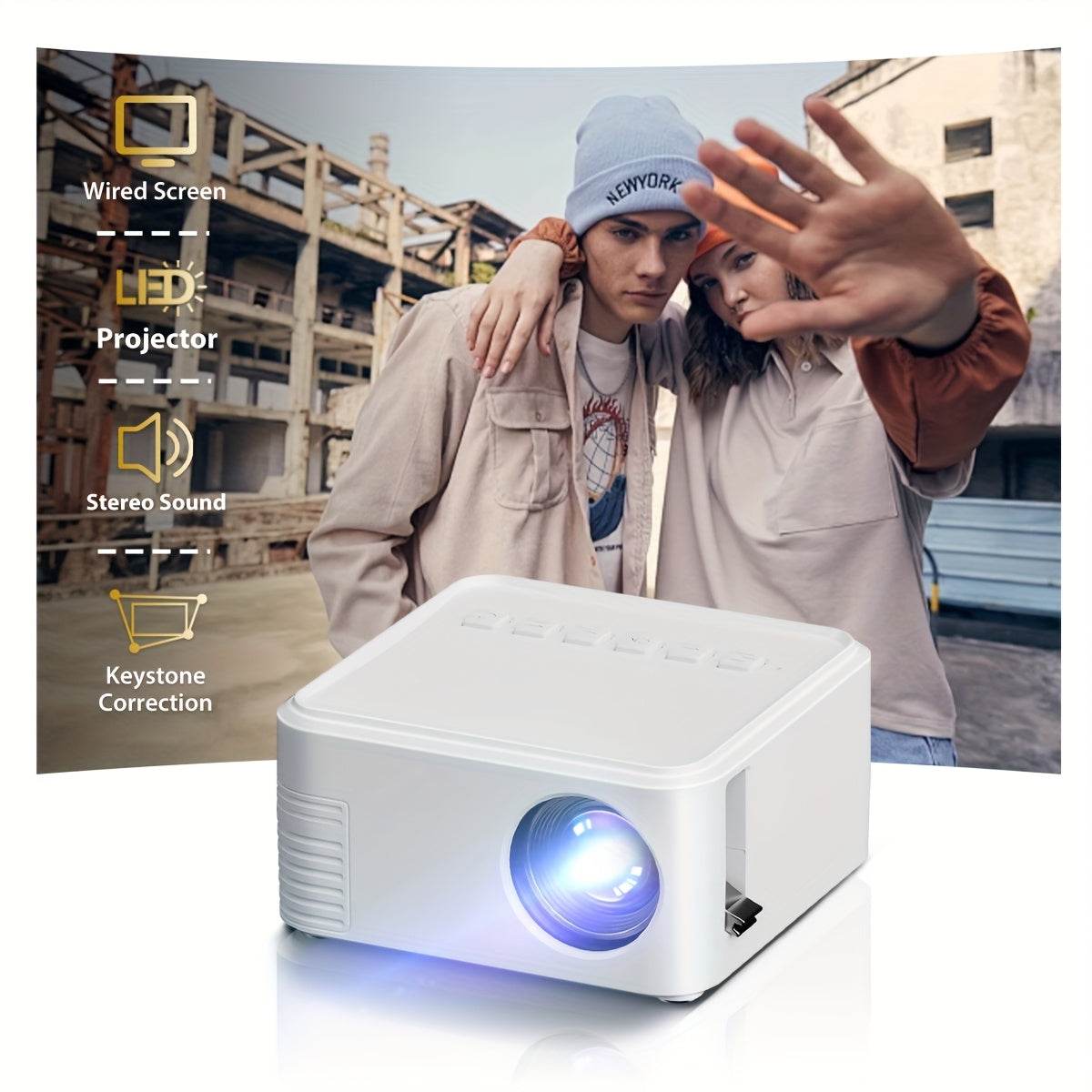 Proiector Mini Portabil 2025 - Proiecție Video 3D 1080P - Venduqo
